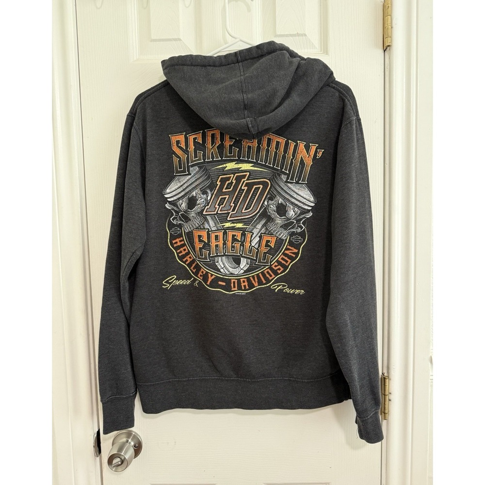 Harley-Davidson Screamin' Eagle Pullover Hoodie Sweatshirt, Gray